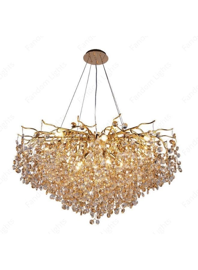 المفتاحة ثريا شجرة ذهبية كريستالية بقطر 800 مم مزودة بإضاءة LED - ثريا دائرية فاخرة لغرفة المعيشة، غرفة الطعام، غرفة النوم، وفوق الطاولة - مصباح سقف معلق عصري مزخرف - Image 5